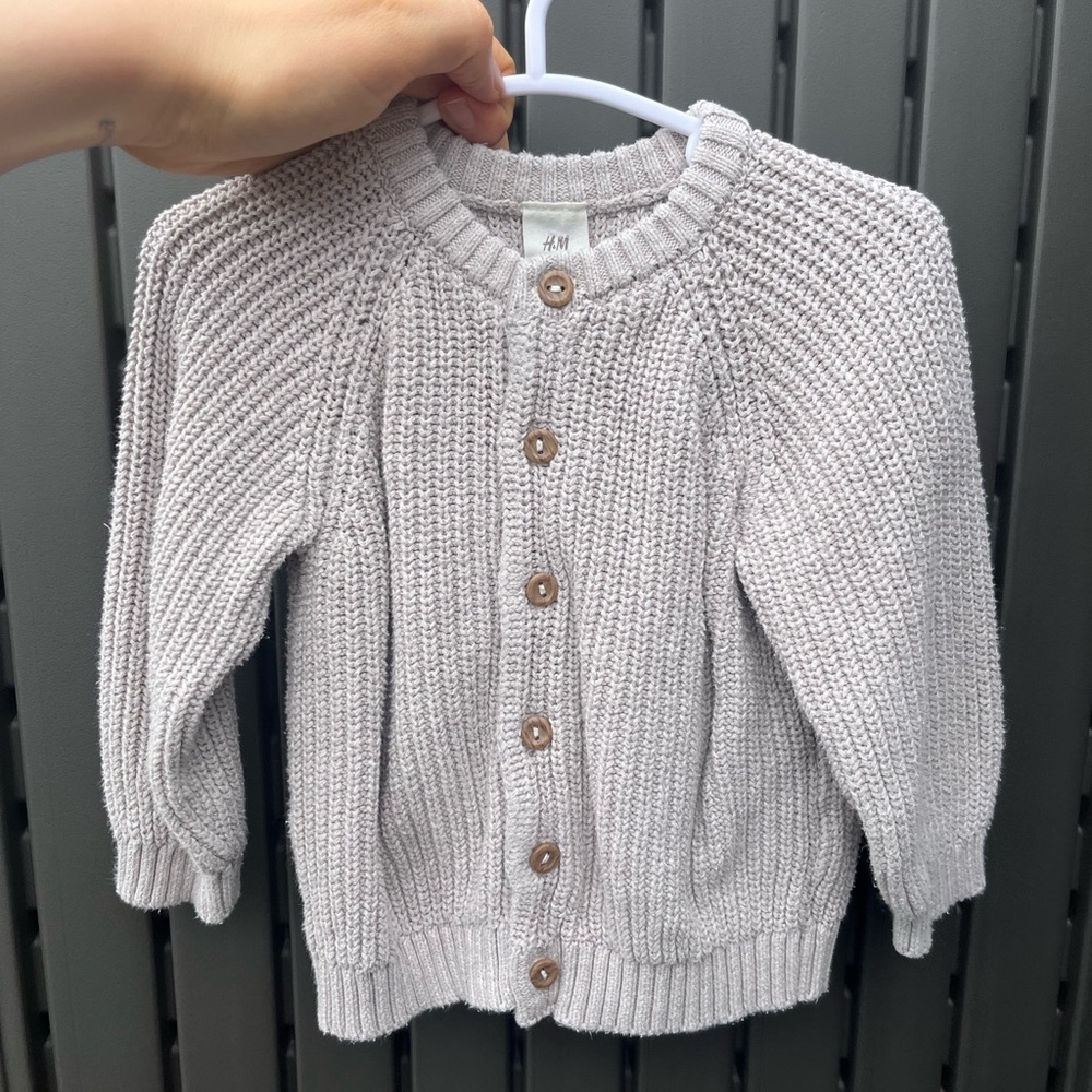 H&M Light Beige Knit Baby Cardigan